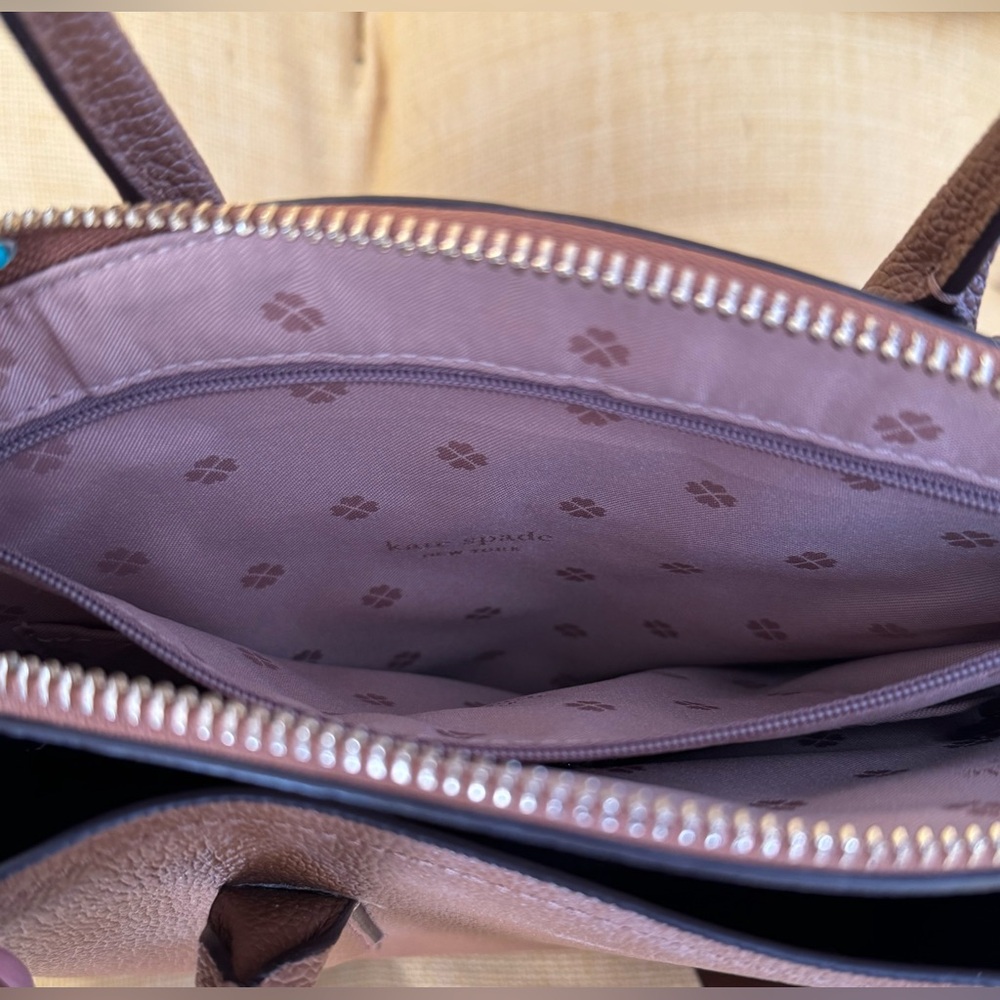 Kate Spade Medium Top Handle Satchel: Brown Leather w/ Removeable Shoulder Strap - Picture 10 of 13